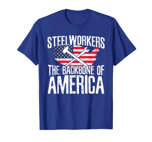 Steelworkers Backbone of America American Flag Vintage Gift T-Shirt