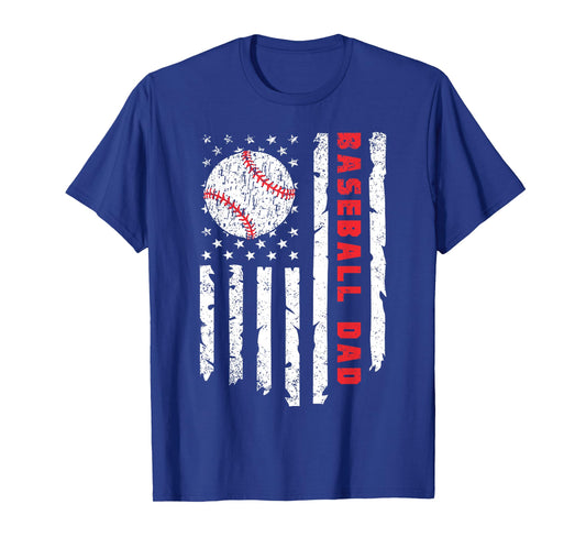 Baseball DAD USA American Flag Fathers Day 4th of July T-Shirt