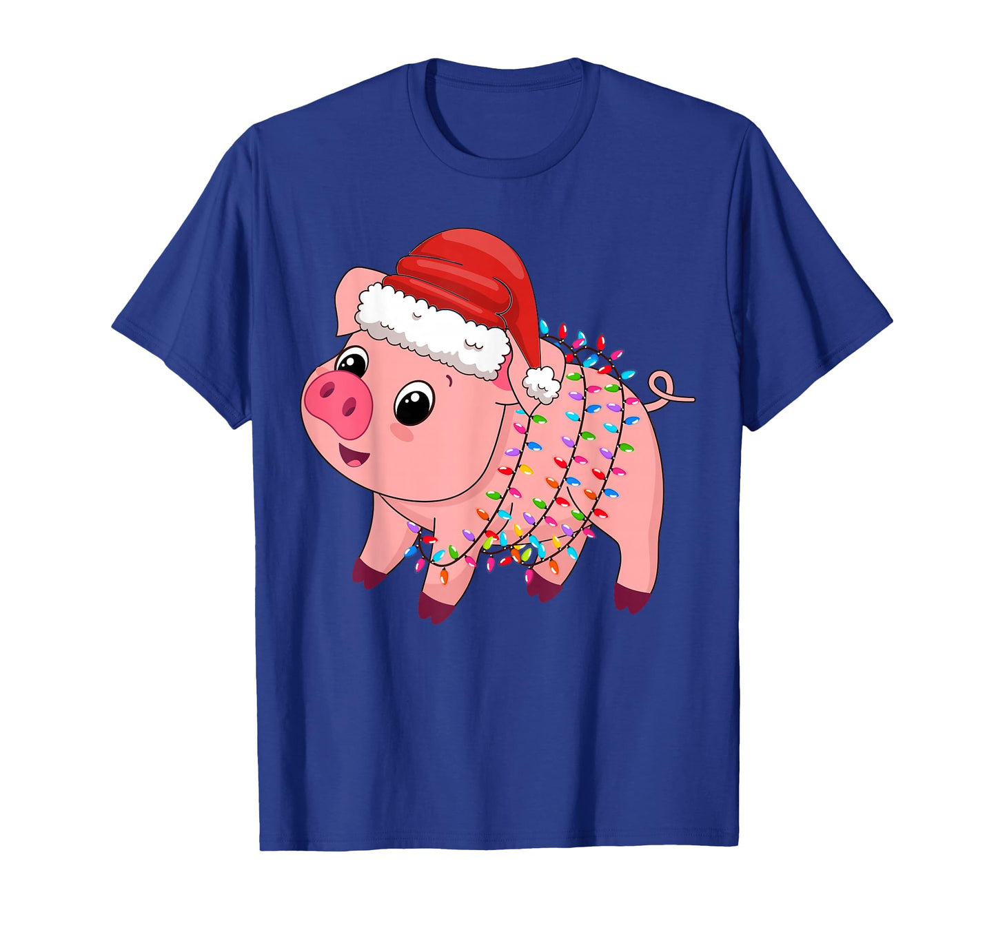 Christmas Lights Pig Wearing Xmas Hat - Pig Lover Farmer T-Shirt