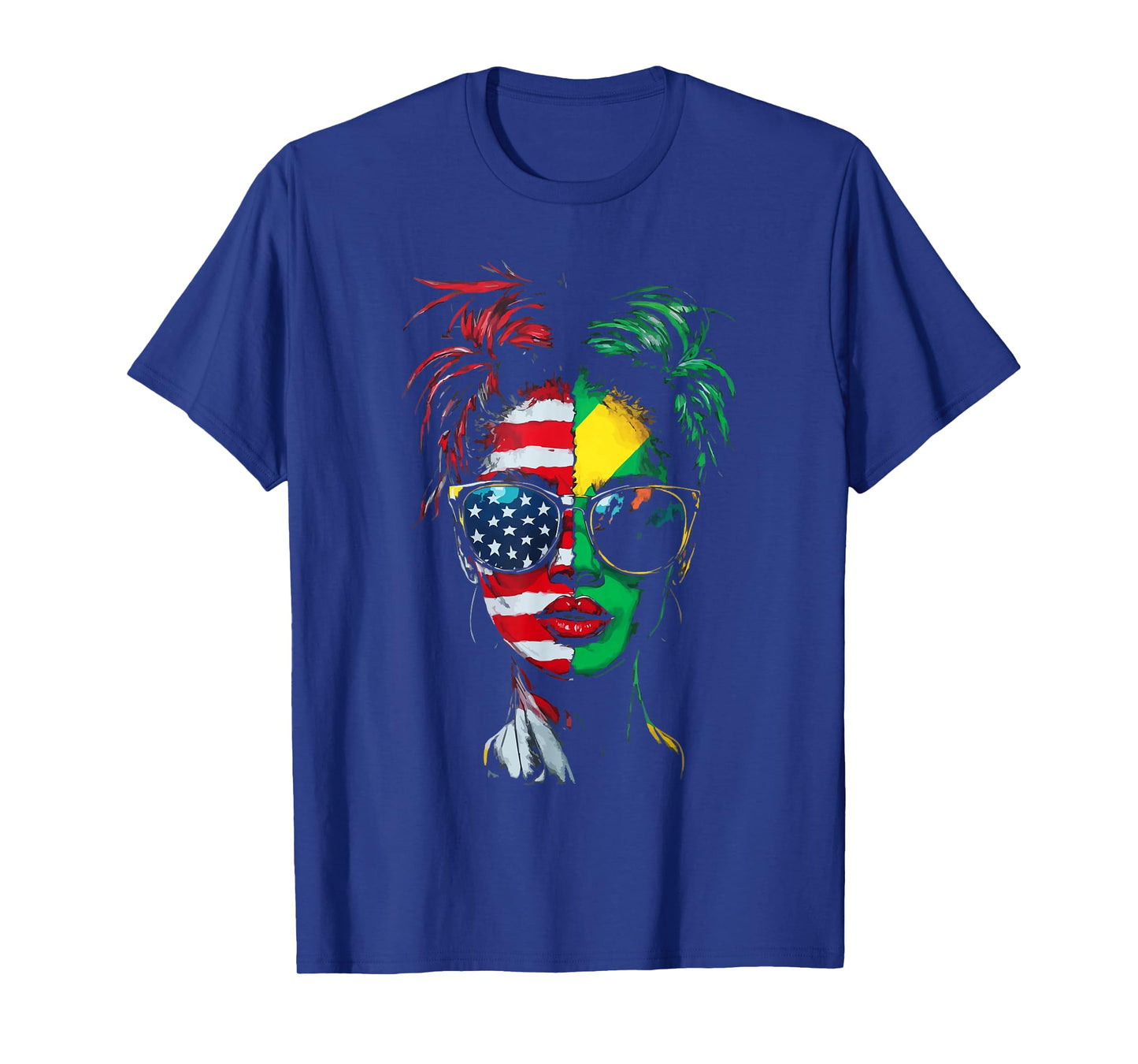 Half American Half Jamaican USA Flag Jamaica America T-Shirt