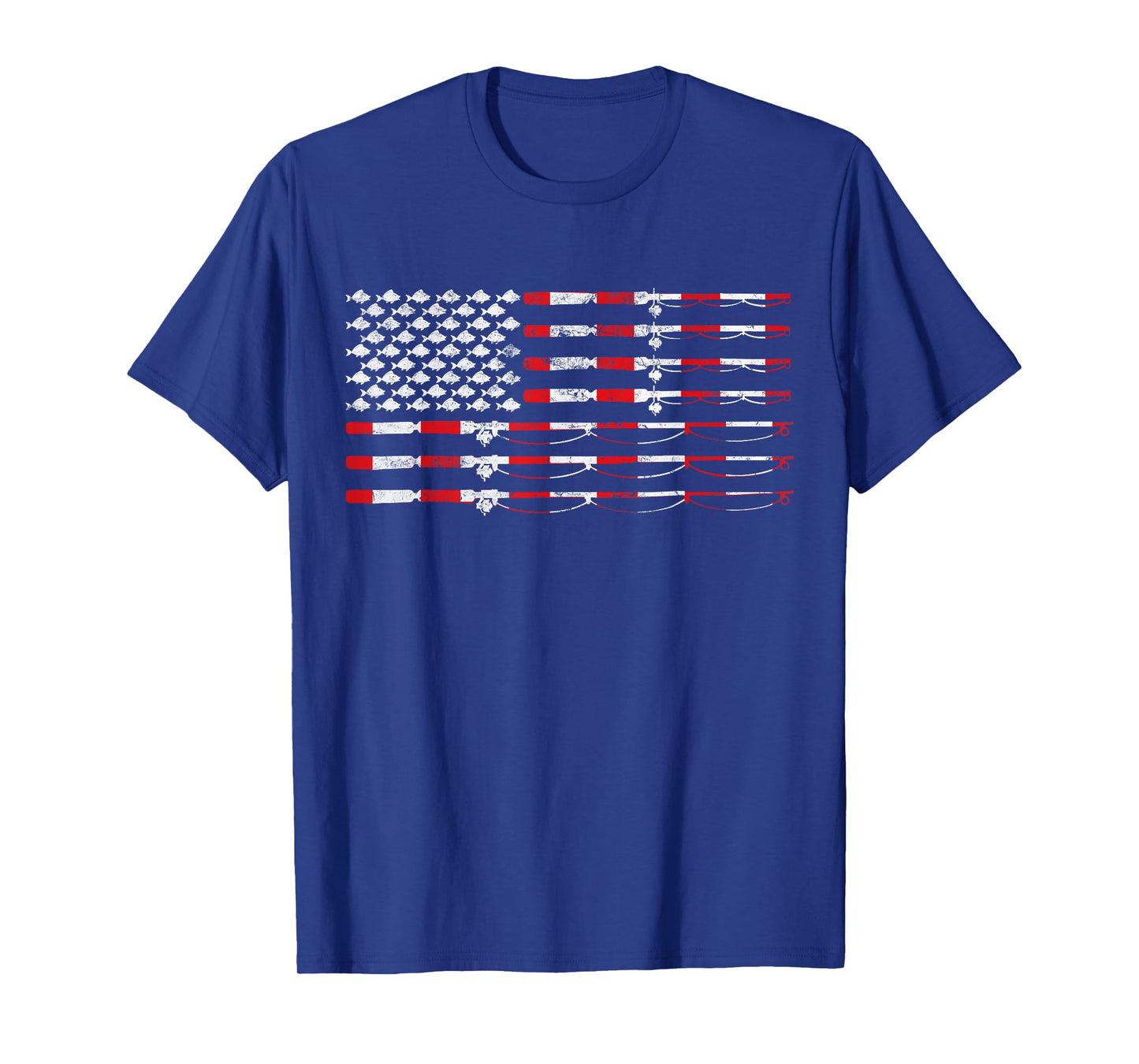 Fishing Fly Rod American Flag Gift for Fisherman T-Shirt Small