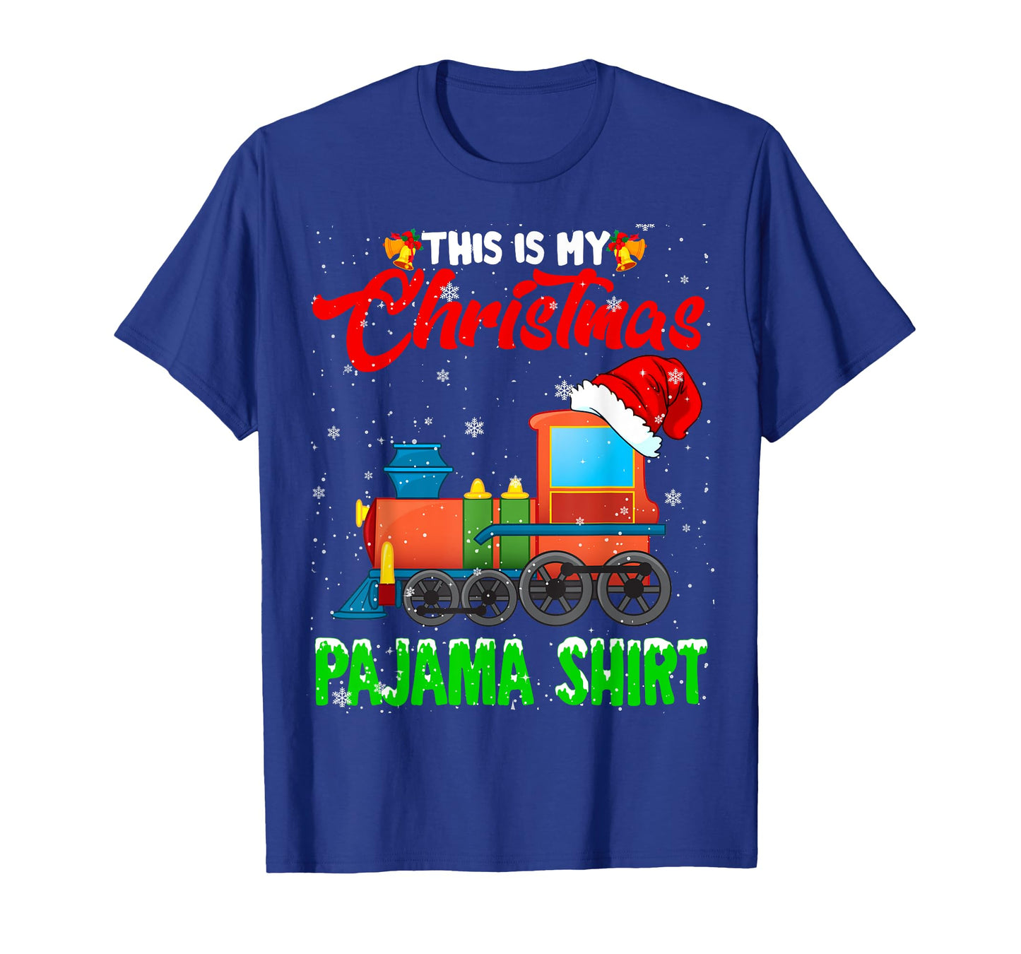 Christmas Pajama Funny Santa Train Farmer Kids Christmas T-Shirt