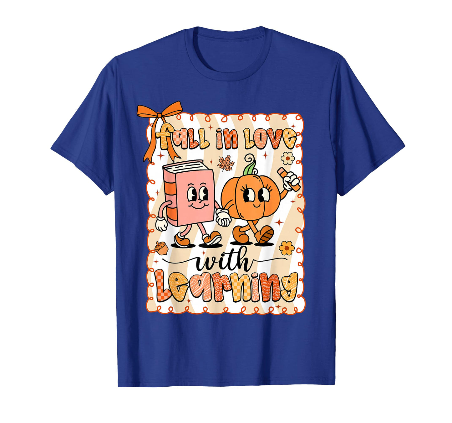 Pumpkin Teacher Preppy Fall In Love With Learning Autumn T-Shirt