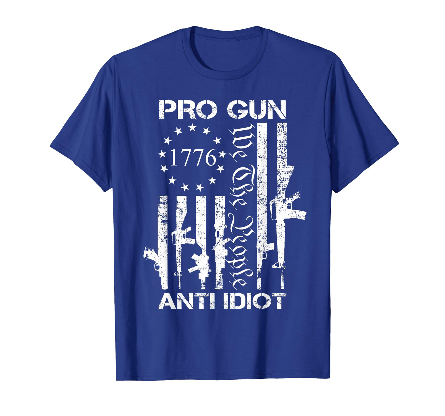 Pro Gun Anti Idiot - 2nd Amendment Pro Gun Rights USA Flag T-Shirt