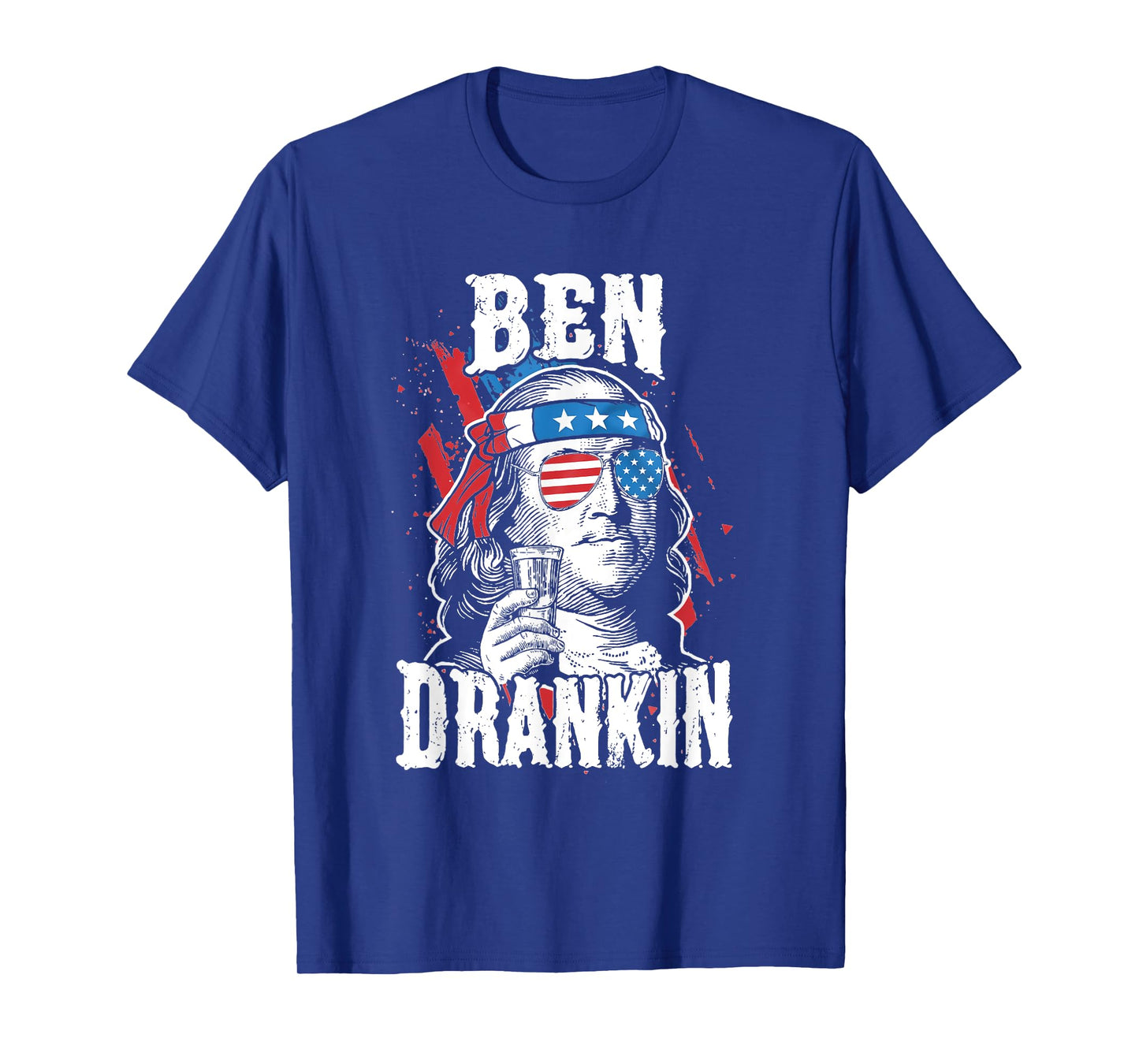Funny Ben Drankin 4th Of July USA Flag Men Drinking Beer T-Shirt