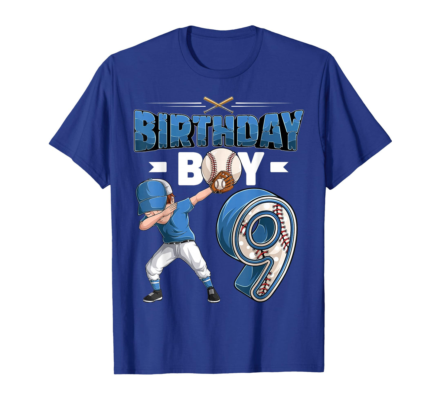 Dabbing boy 9 Year Old Baseball Player 9th Birthday Party T-Shirt