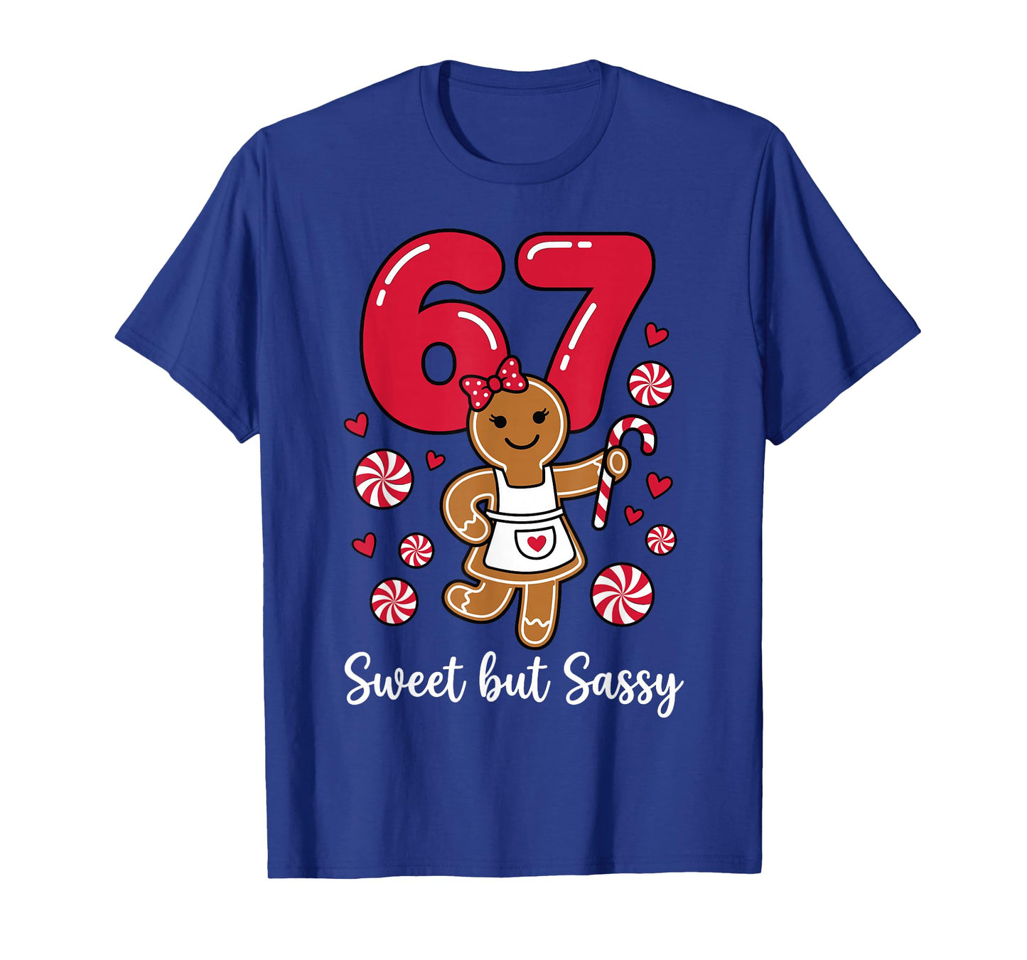 Cute Gingerbread Girl 67 Red Bubble Letters Peppermint T-Shirt