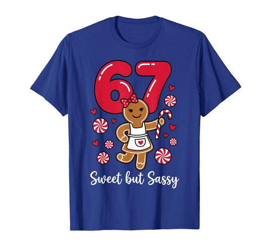 Cute Gingerbread Girl 67 Red Bubble Letters Peppermint T-Shirt