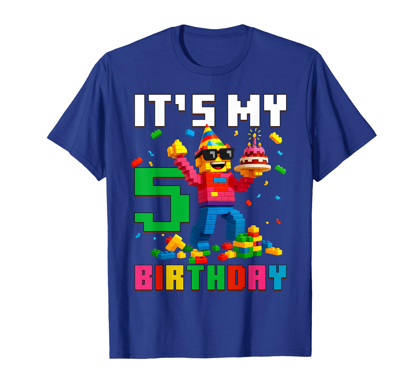It's My 5th Birthday Boy Building Bricks 5 Year Old Boys T-Shirt