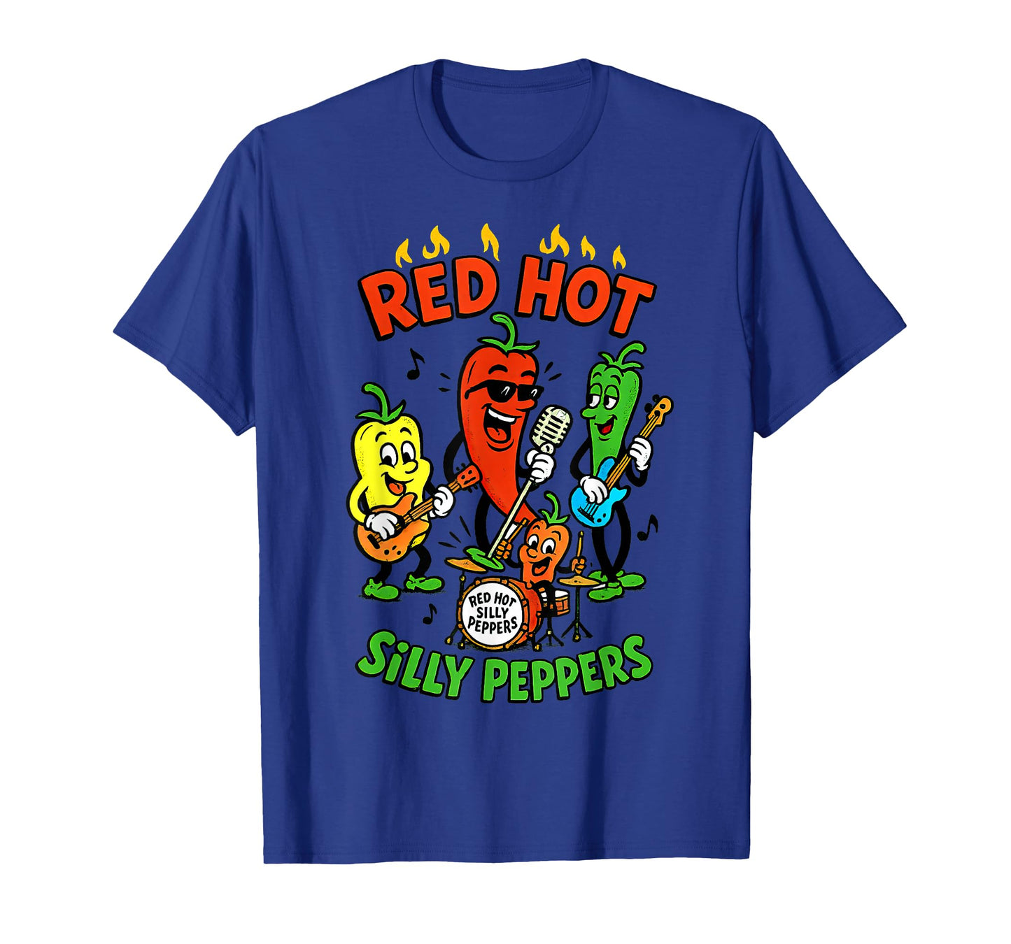 Red Hot Silly Peppers Vintage Cartoon | Funny Veggie Band T-Shirt