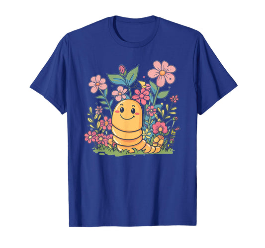 Cute Worm With Flowers I Kids Worm T-Shirt