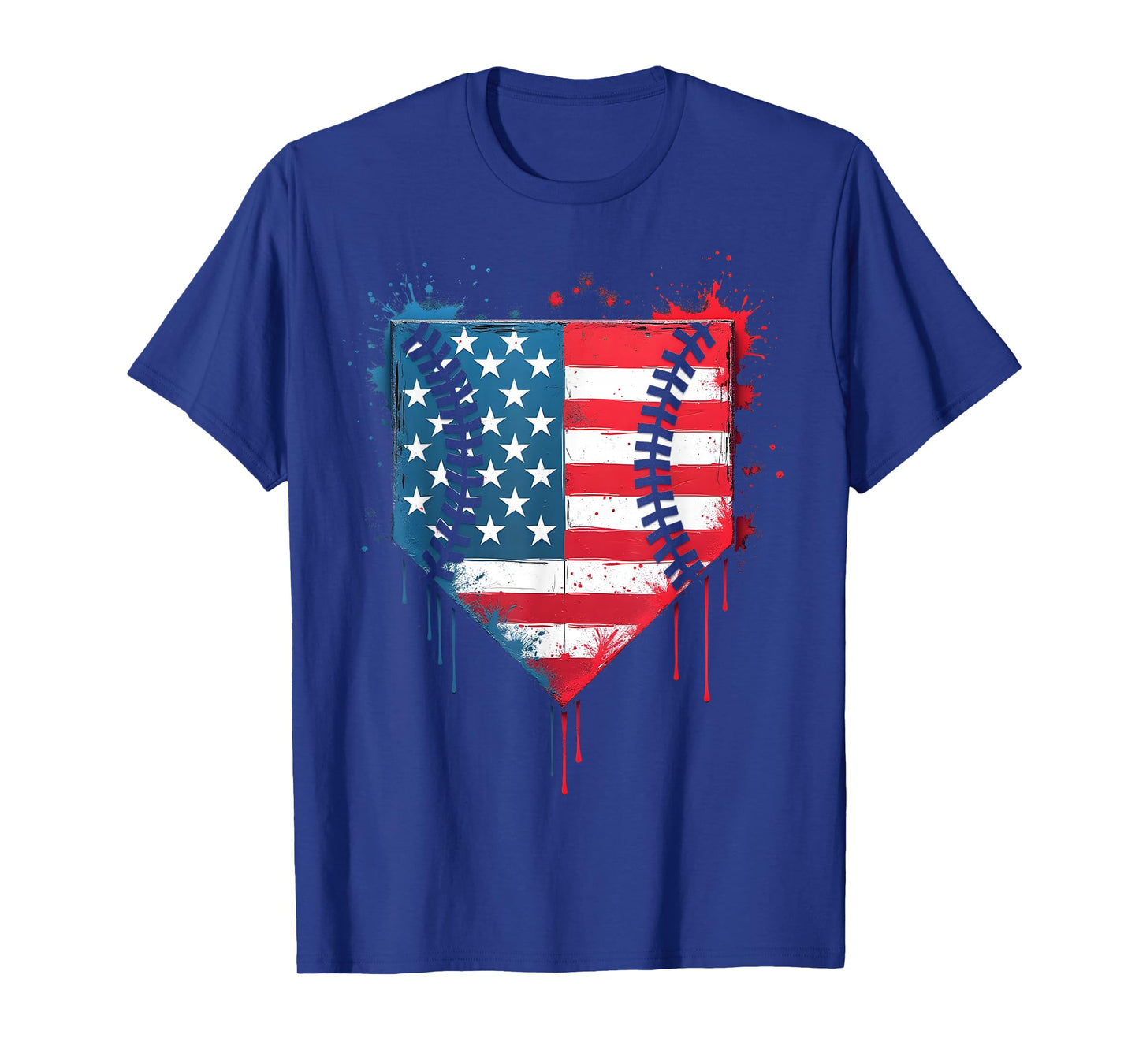 Baseball Drip Boys Kids Ice Cream Patriotic American Flag T-Shirt