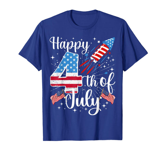 Happy 4th of July US Flag 4th of July Fireworks Women Men T-Shirt
