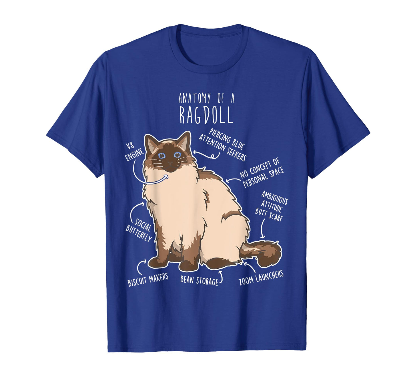 Ragdoll Cat Anatomy, Funny Cute Pet Mom Dad, Seal Point T-Shirt