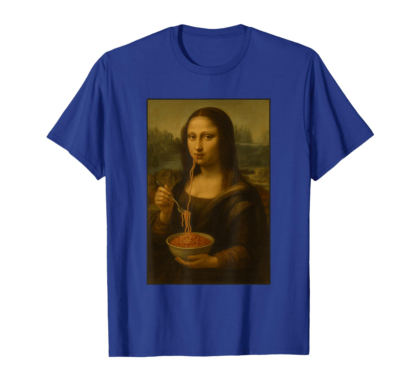 Mona Lisa Eating Spaghetti Funny Classic Art Pasta Foodie T-Shirt