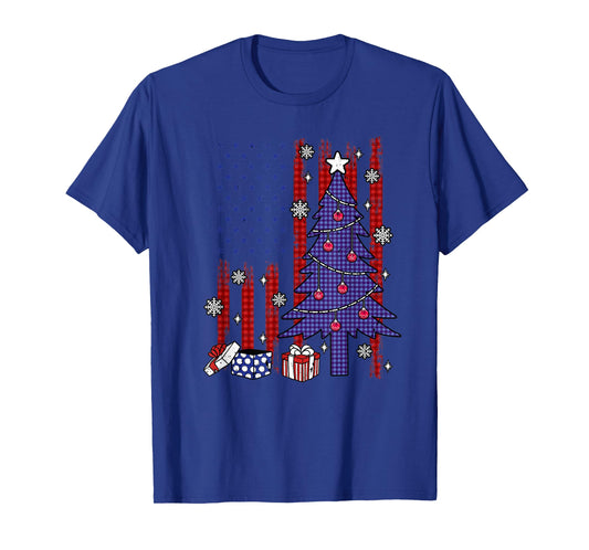 American Christmas Flag Patriotic Family Holiday Party T-Shirt