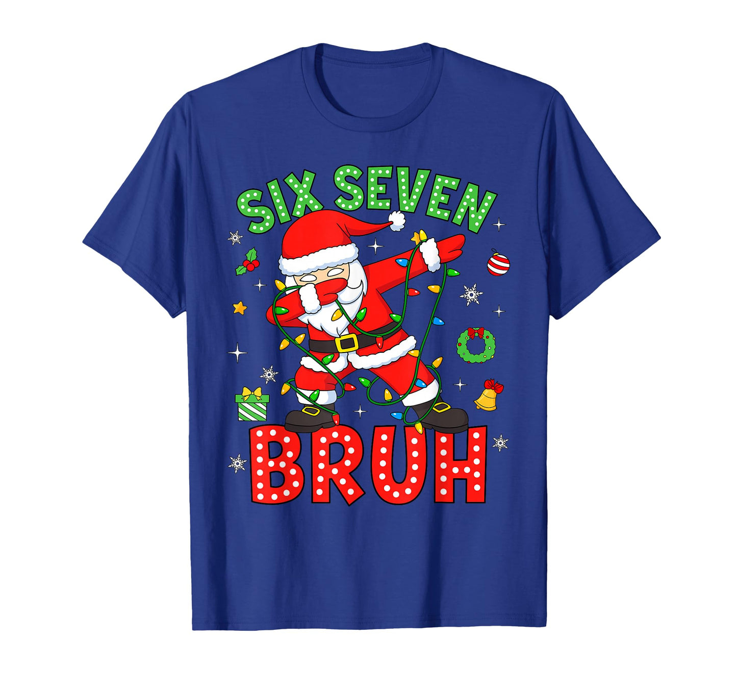 Six Seven 67 Gen Z Alpha Meme Bruh Christmas Dabbing Santa T-Shirt