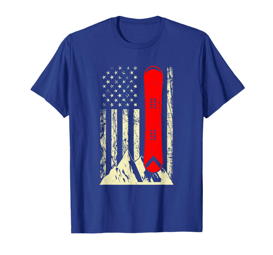 Snowboarding Skiing Snowboard American Flag Snowboarder T-Shirt