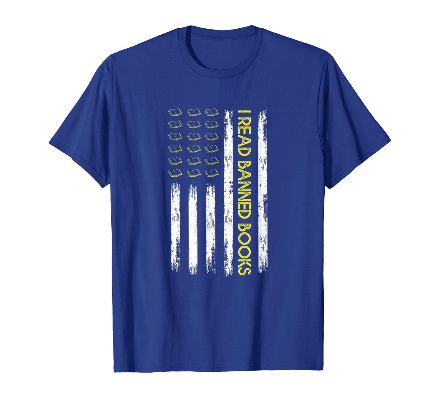I Read Banned Books Retro USA Flag Reading Librarian Reader T-Shirt