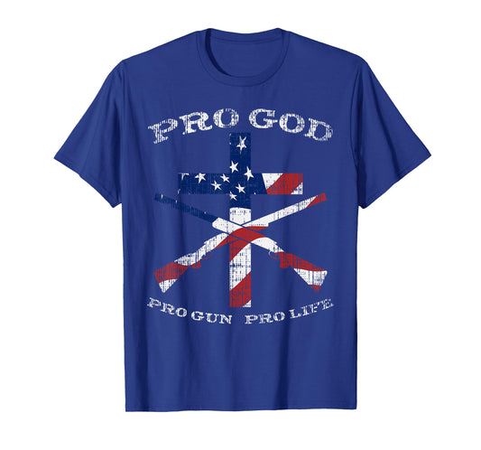 Pro God Gun Life Cross American Flag Patriotic Support Gift T-Shirt