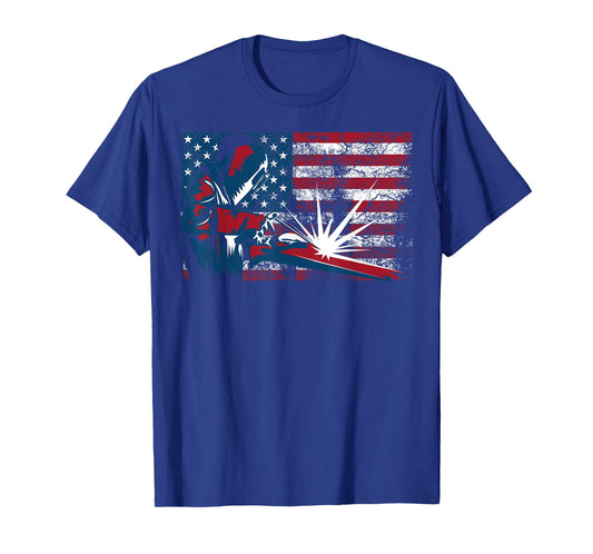 Welder American Flag | Cute Lit Operator Funny US Gift Women Girls Kids Men T-Shirt