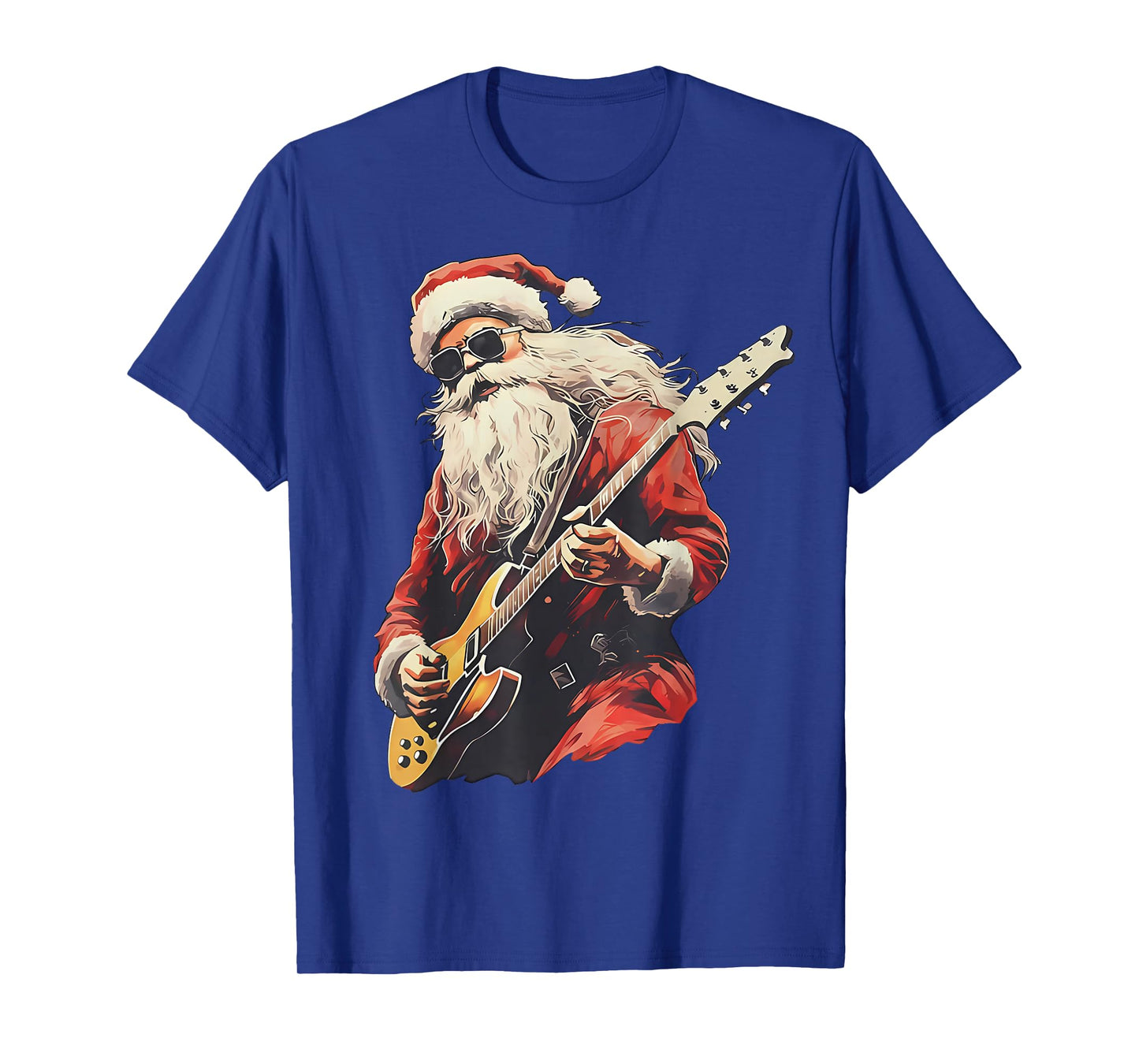 Retro Christmas Santa Playing Rock Guitar Xmas Holiday T-Shirt