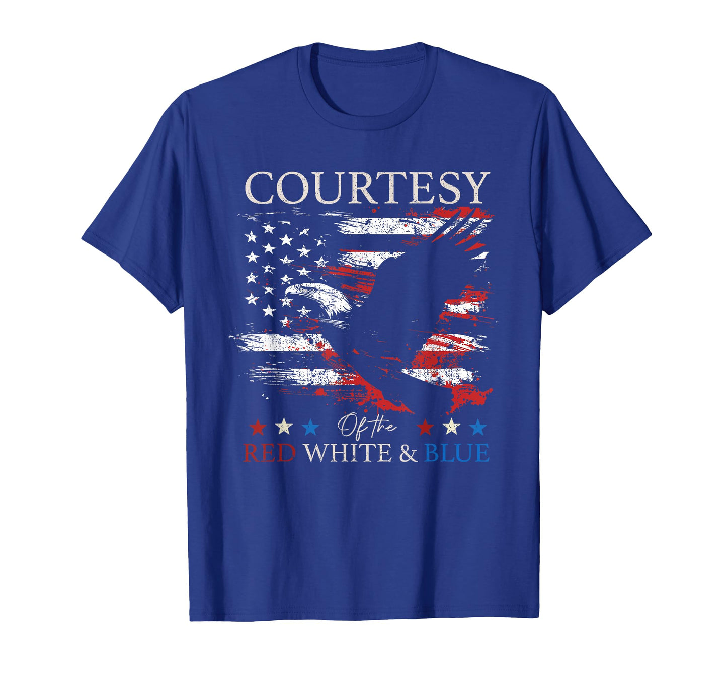 Courtesy of The Red White and Blue Vintage US Flag July 4th T-Shirt