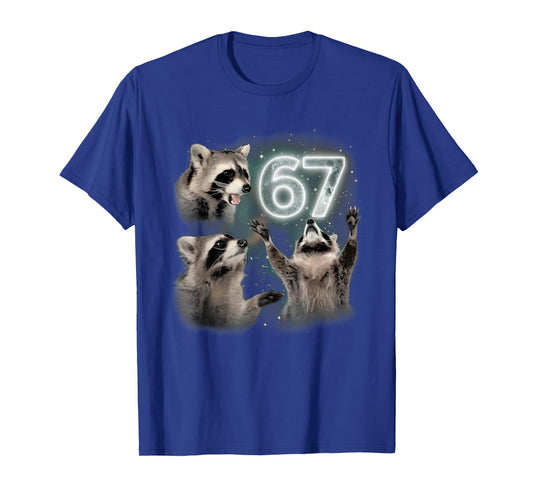 67 Meme Racoon Howling at The Moon Six Seven Trash Pandas T-Shirt