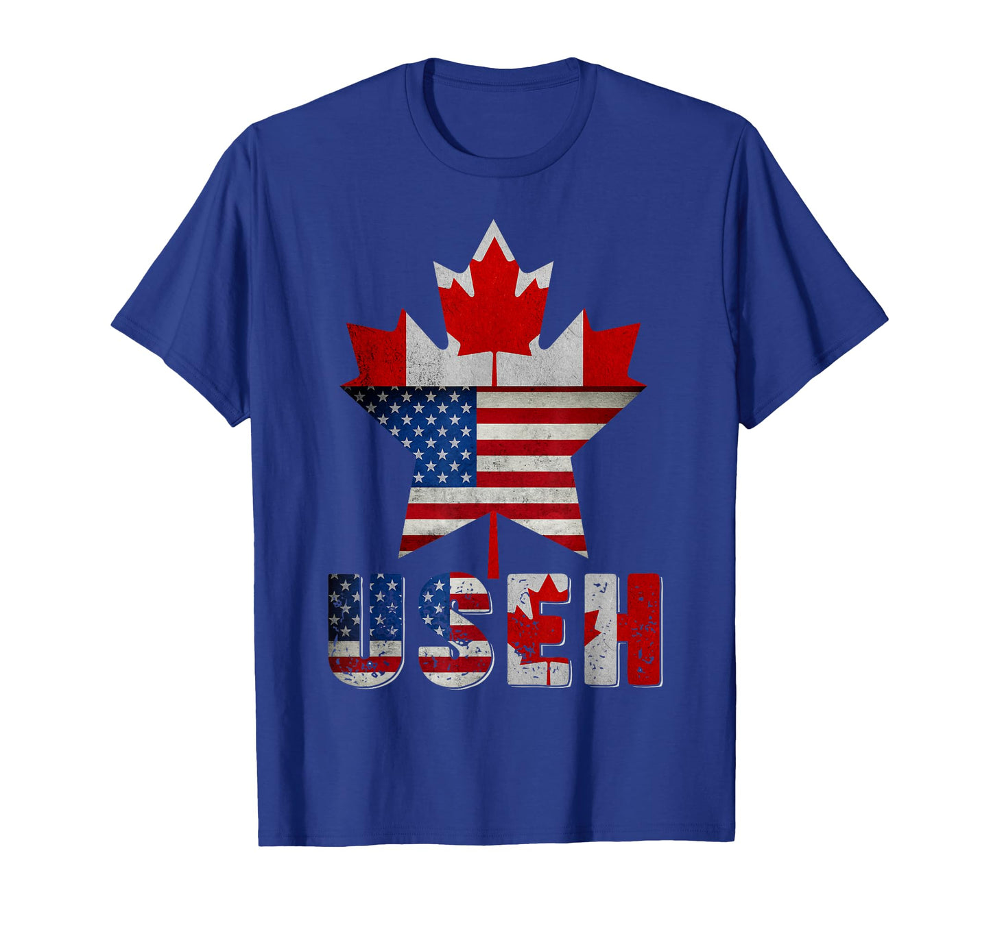 Funny US EH Maple Leaf Canadian USA American Flag Canada Day T-Shirt