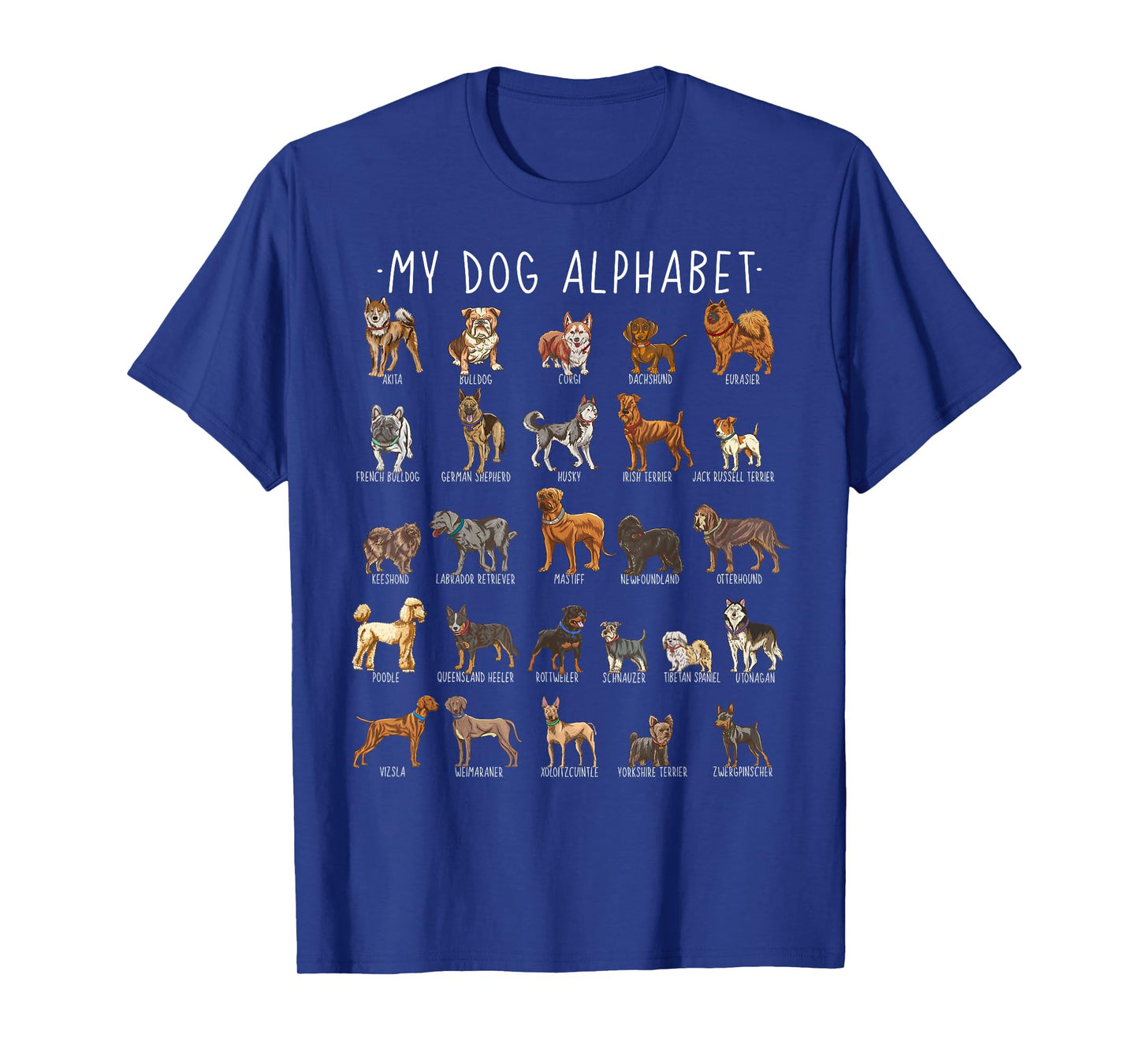 Types of Dogs Alphabet - Dog Identification - A-Z ABC T-Shirt