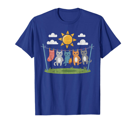 Cute Cats Hanging on a Clothes Line Funny Cat T-Shirt