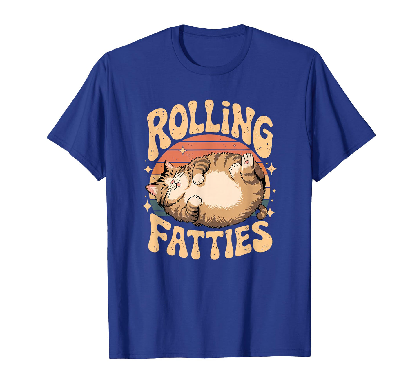 Rolling Fatties Retro Cat Humor Design T-Shirt