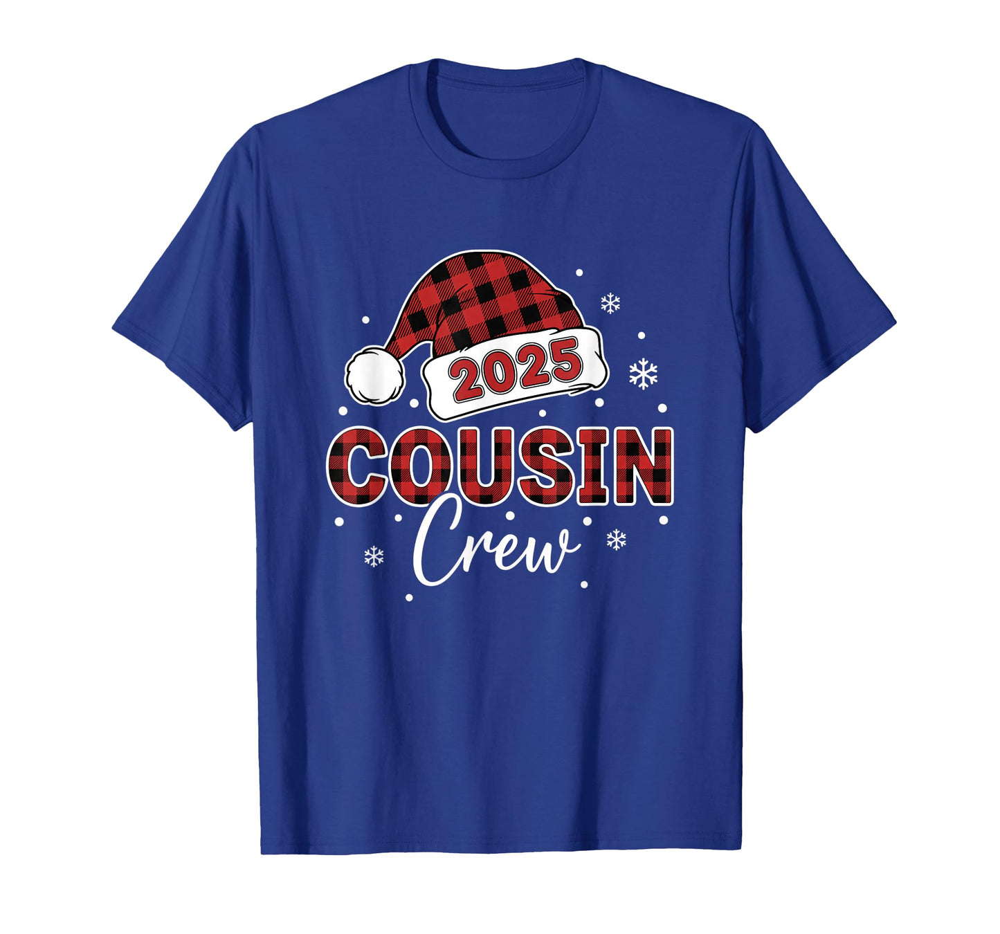 Christmas Buffalo Plaid 2025 Cousin Crew Santa Hat Xmas T-Shirt