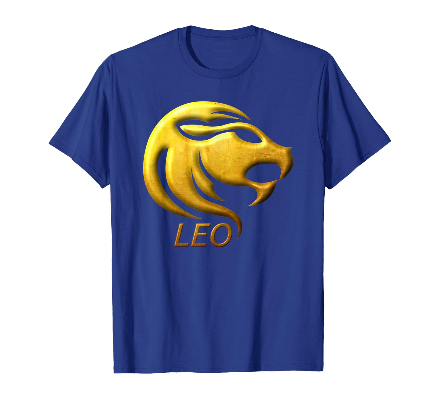 Golden Leo Zodiac Sign T-Shirt Relief looks like Stamped