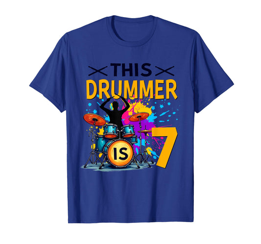 This Drummer is 7 Year Old Birthday Drumming Themed T-Shirt
