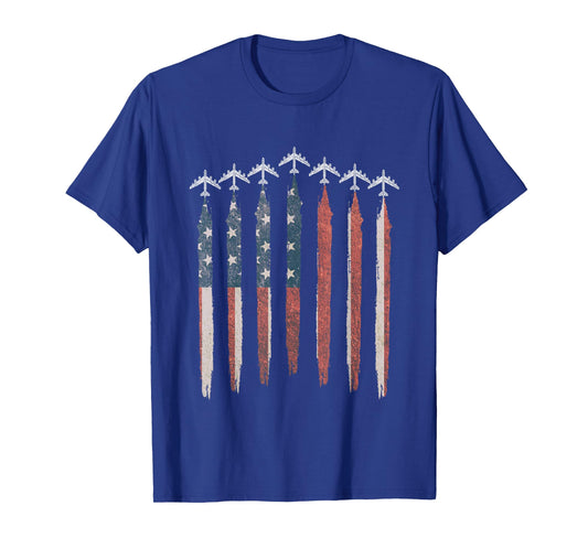 B-52 Stratofortress Bomber Airplane USA Flag B-52 July 4th T-Shirt