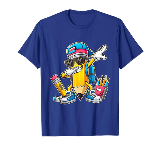 Dabbing Pencil Dancing Back to School Funny Students Boys T-Shirt