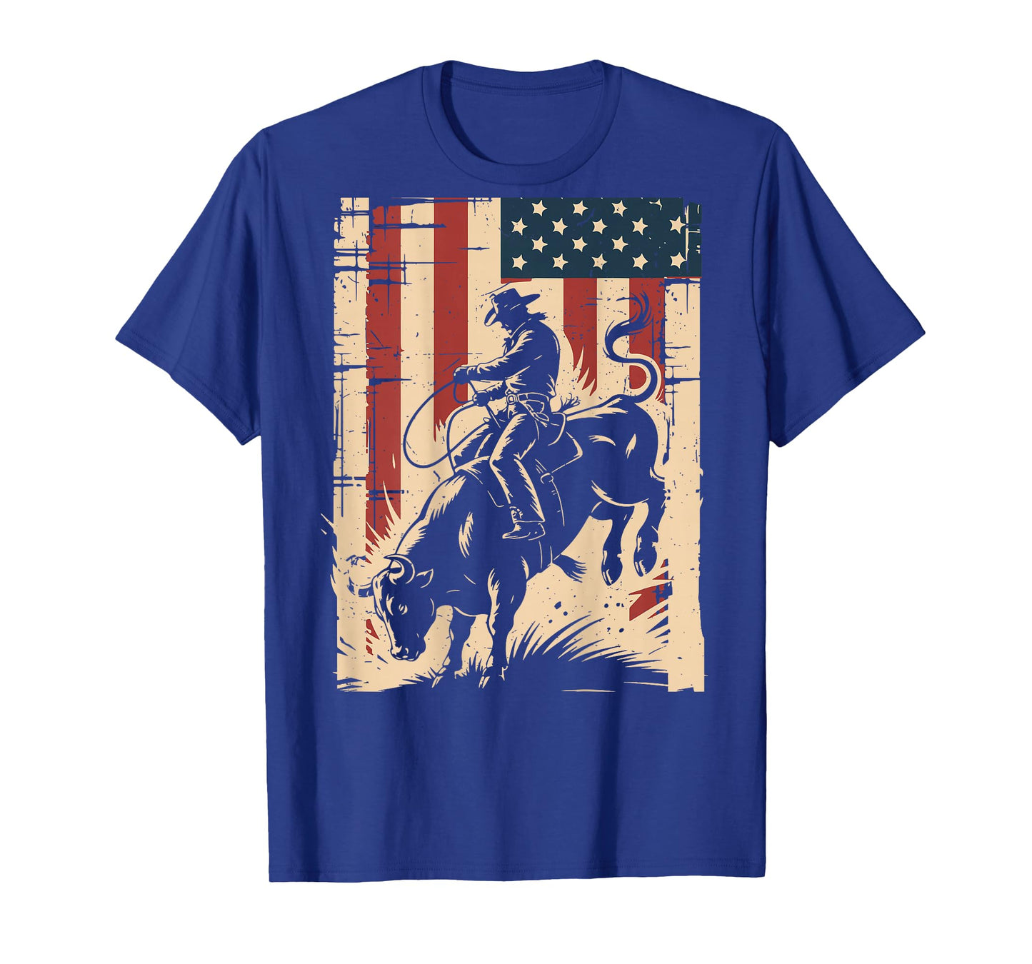 American Flag Bull Rider Rodeo Bull Riding Cowboy Patriotic T-Shirt