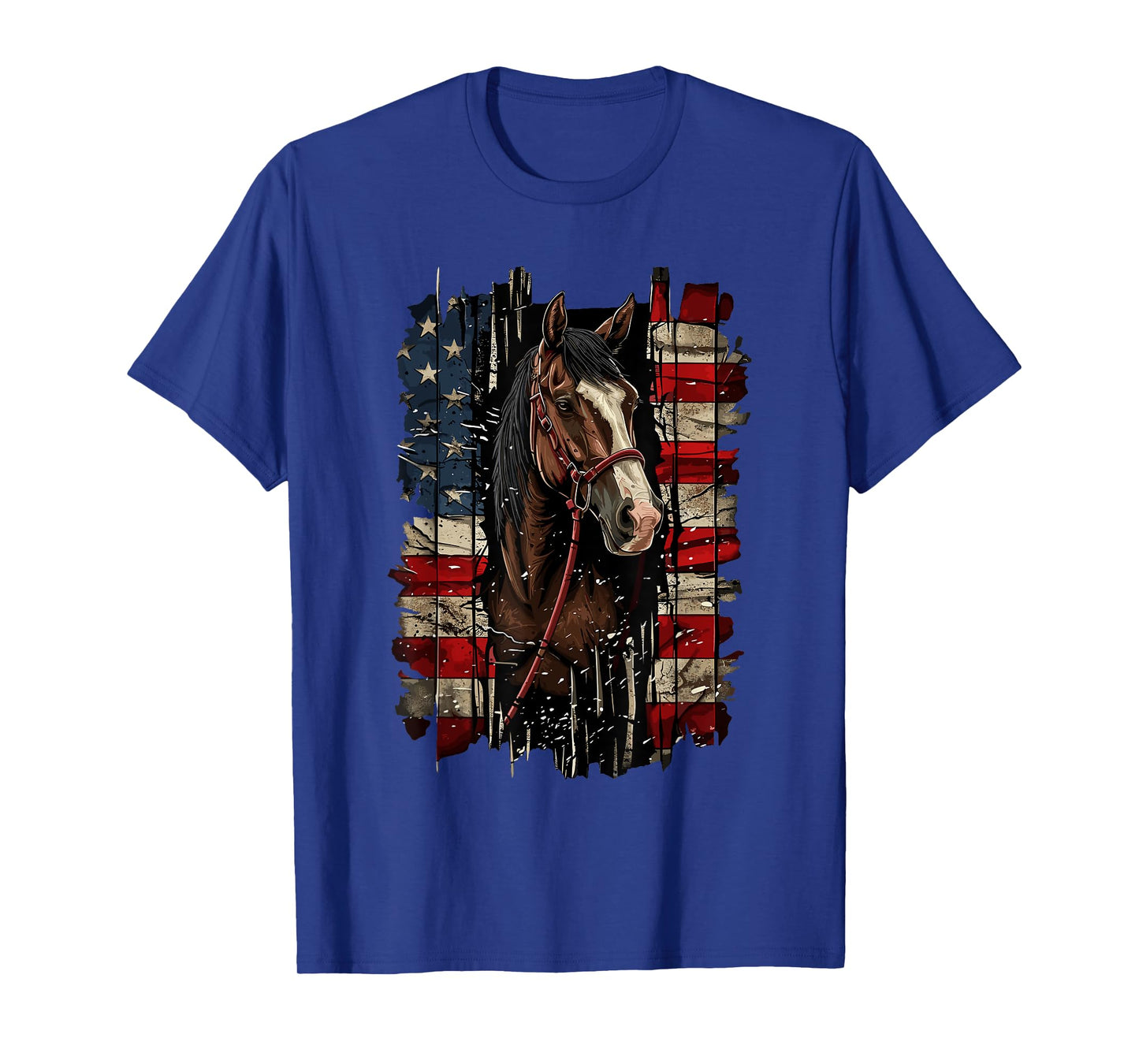 Horse Patriotic Equestrian 4th Of July USA American Flag Women Men T-Shirt