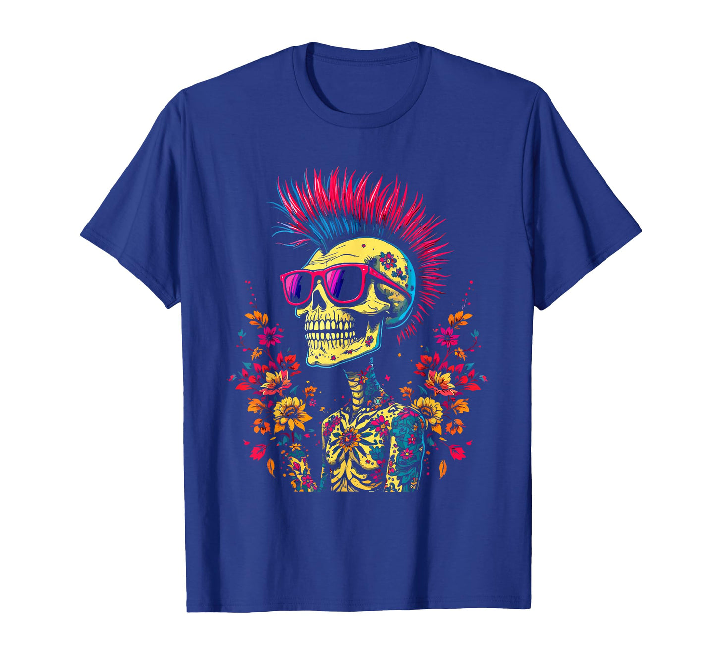 Funny Skeleton Punk Rock Mohawk Rocker for Toddlers Boy Kids T-Shirt