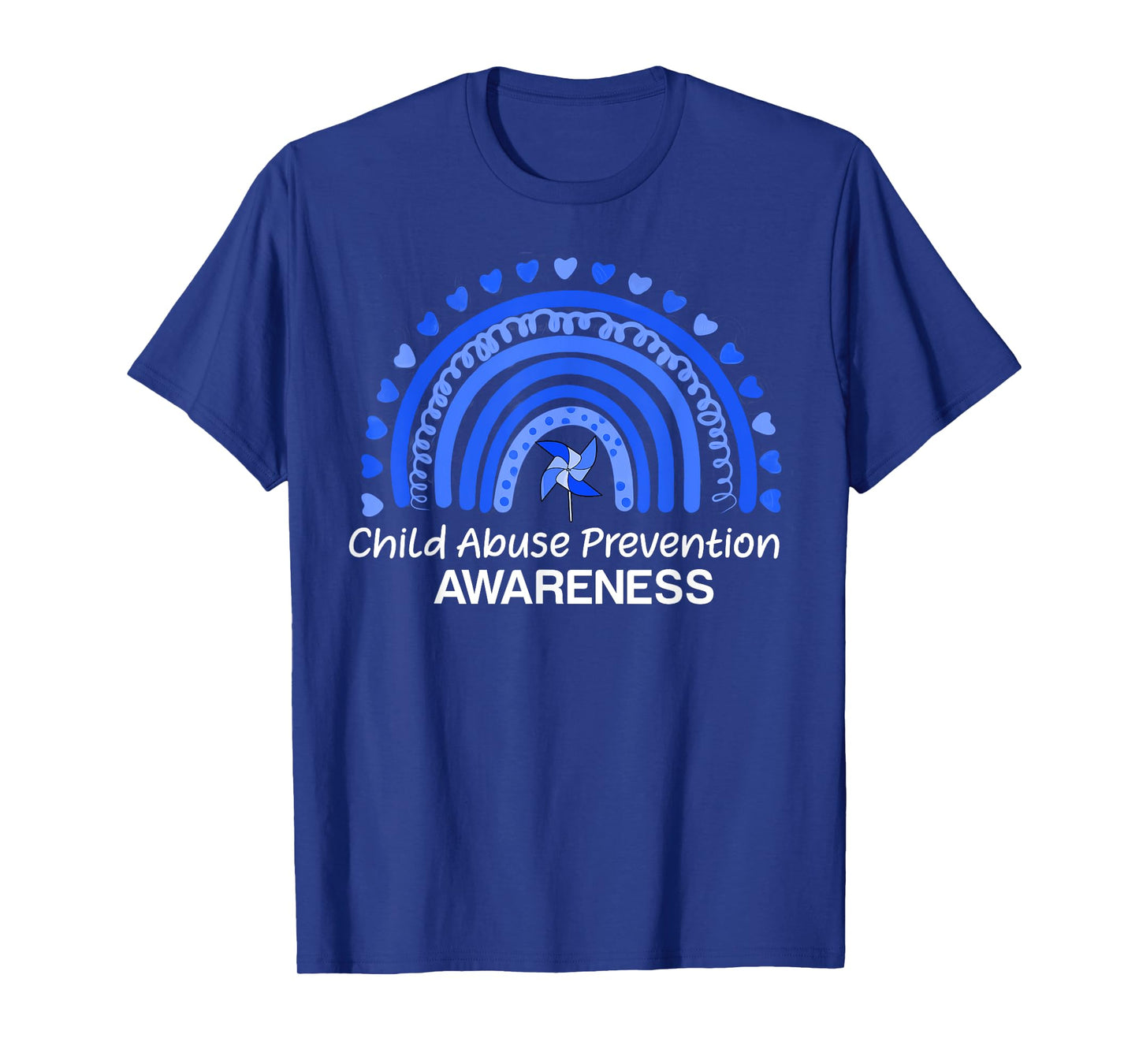 Child Abuse Prevention Awareness Blue Boho Rainbow Pinwheel T-Shirt