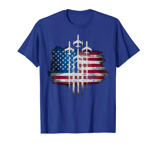 Fighter Jets USA Flag American T-Shirt