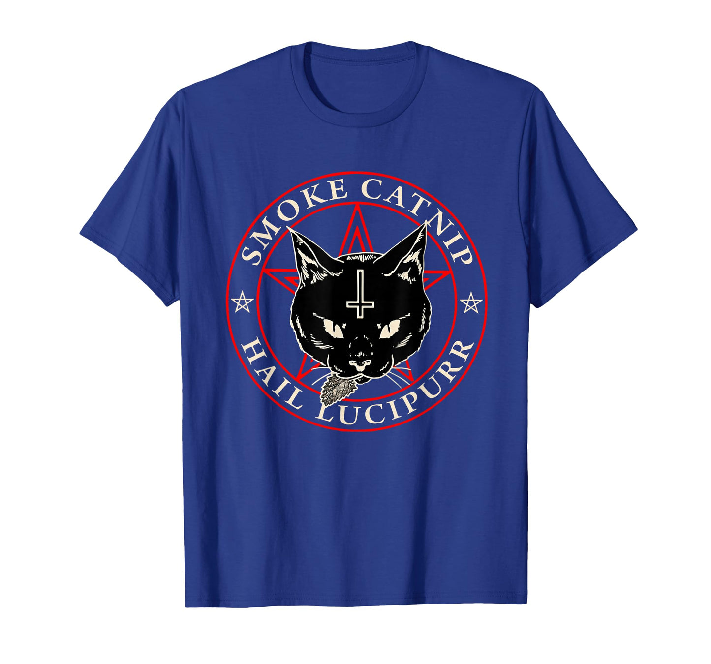 Satanic Black Cat Hail Satan Smoke Catnip Hail Lucipurr Weed T-Shirt