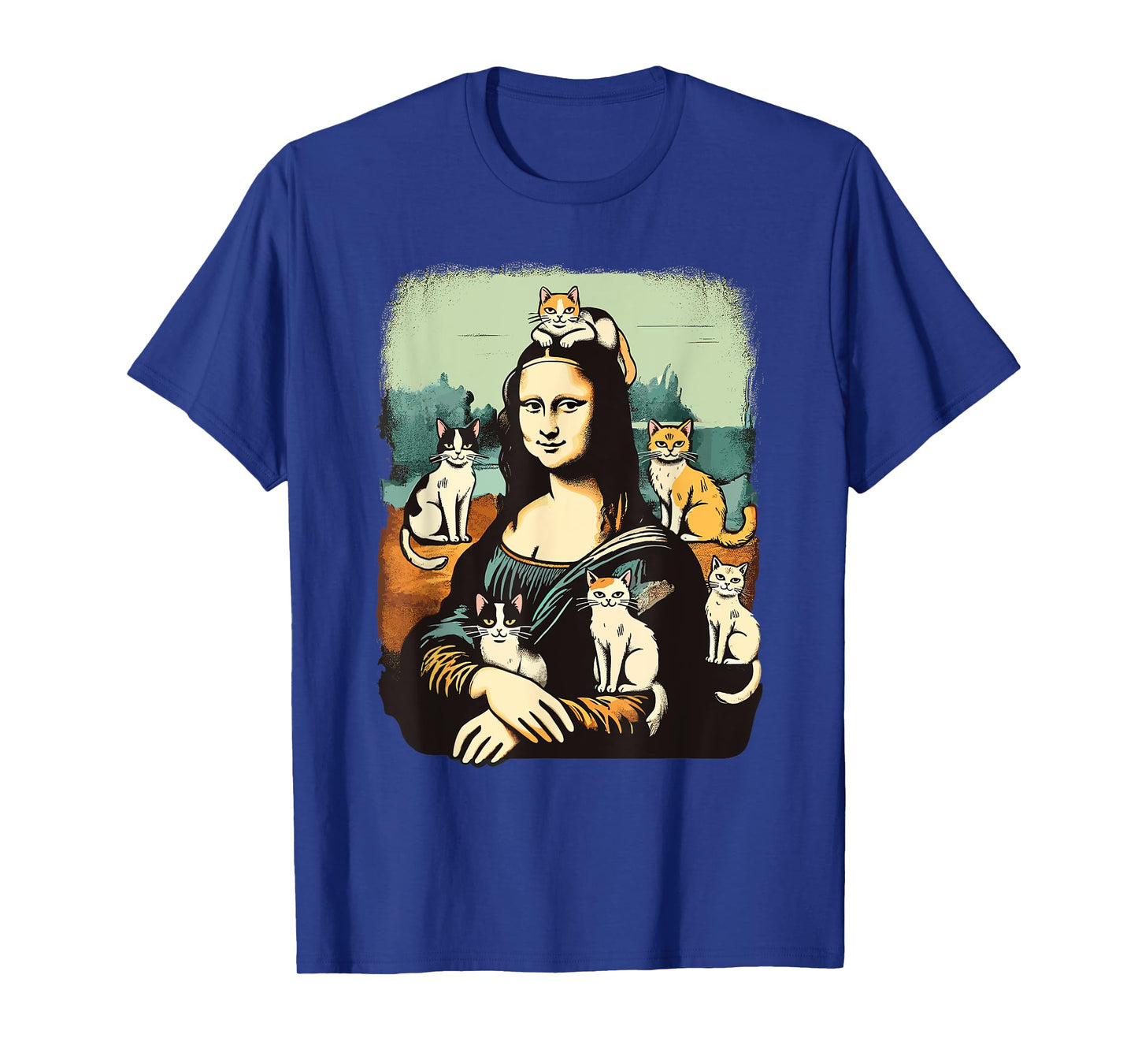 Retro Mona Lisa with Cats Novelty Men Women Kids Funny Cat T-Shirt