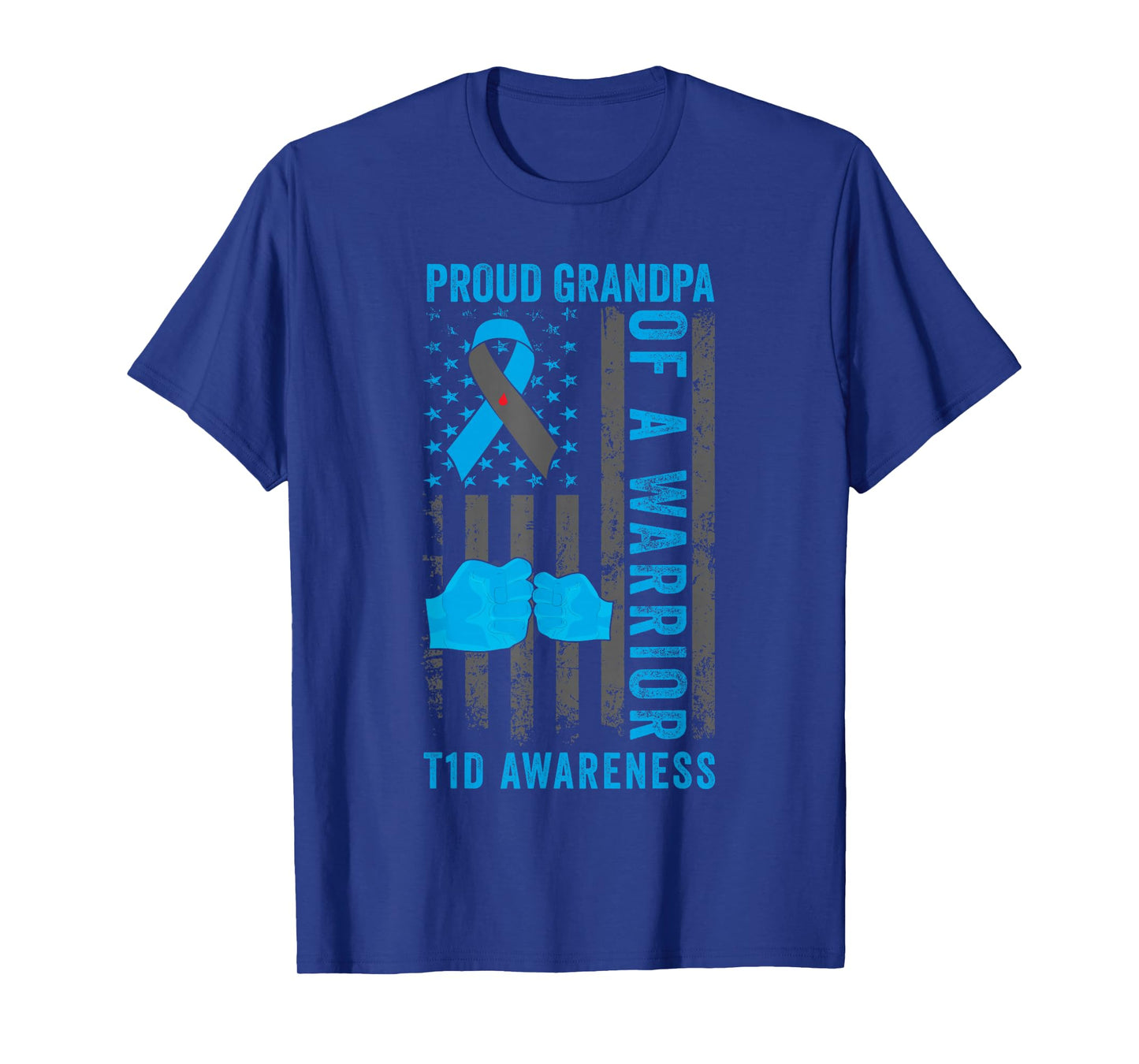 Proud Grandpa Of A T1D Warrior Type 1 Diabetes Awareness T-Shirt