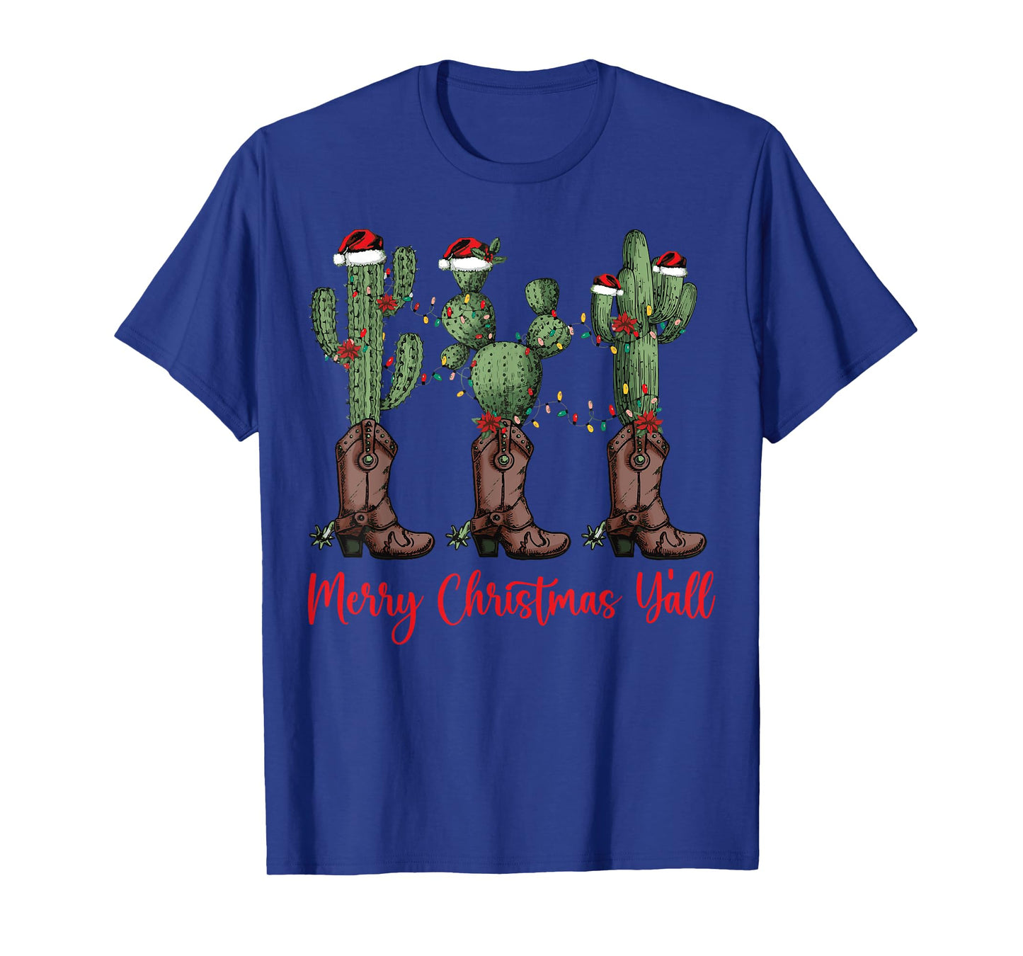 Merry Christmas Y'all Western Country Cowboy Boots Holiday T-Shirt