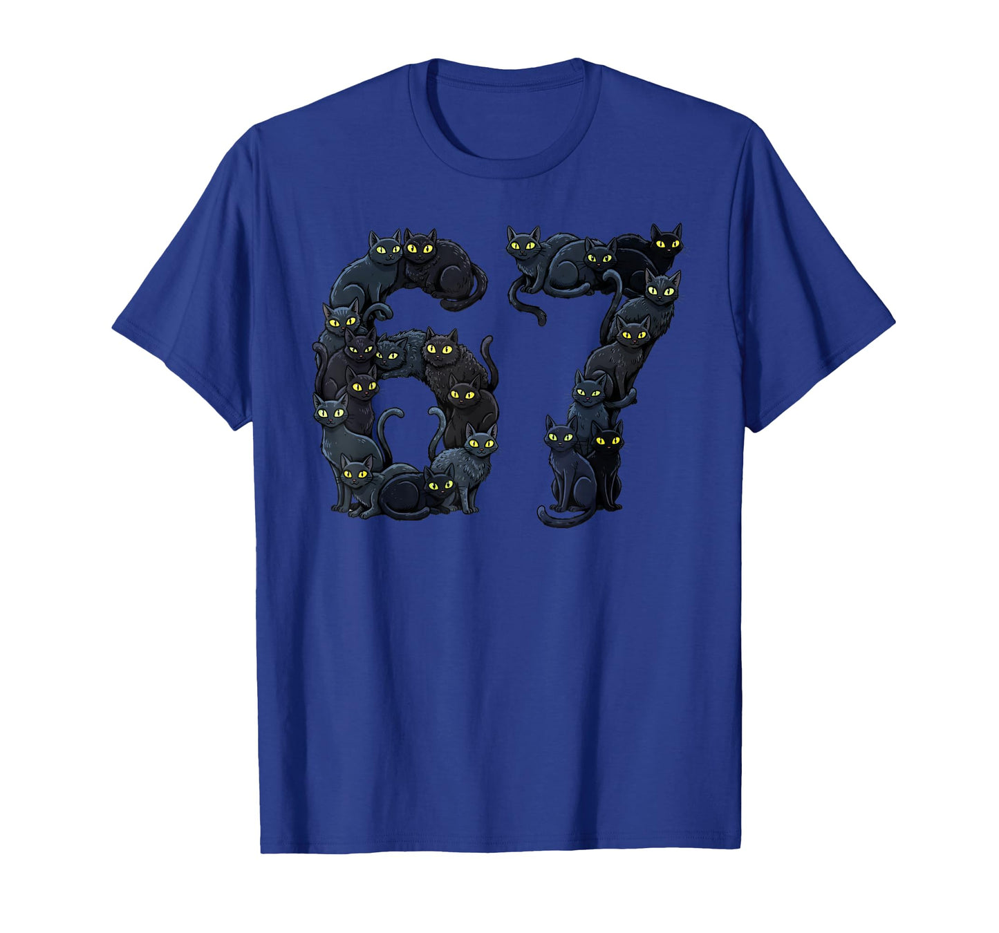 Funny Black Cats 6 7 Meme Six Seven Love Night Cats T-Shirt