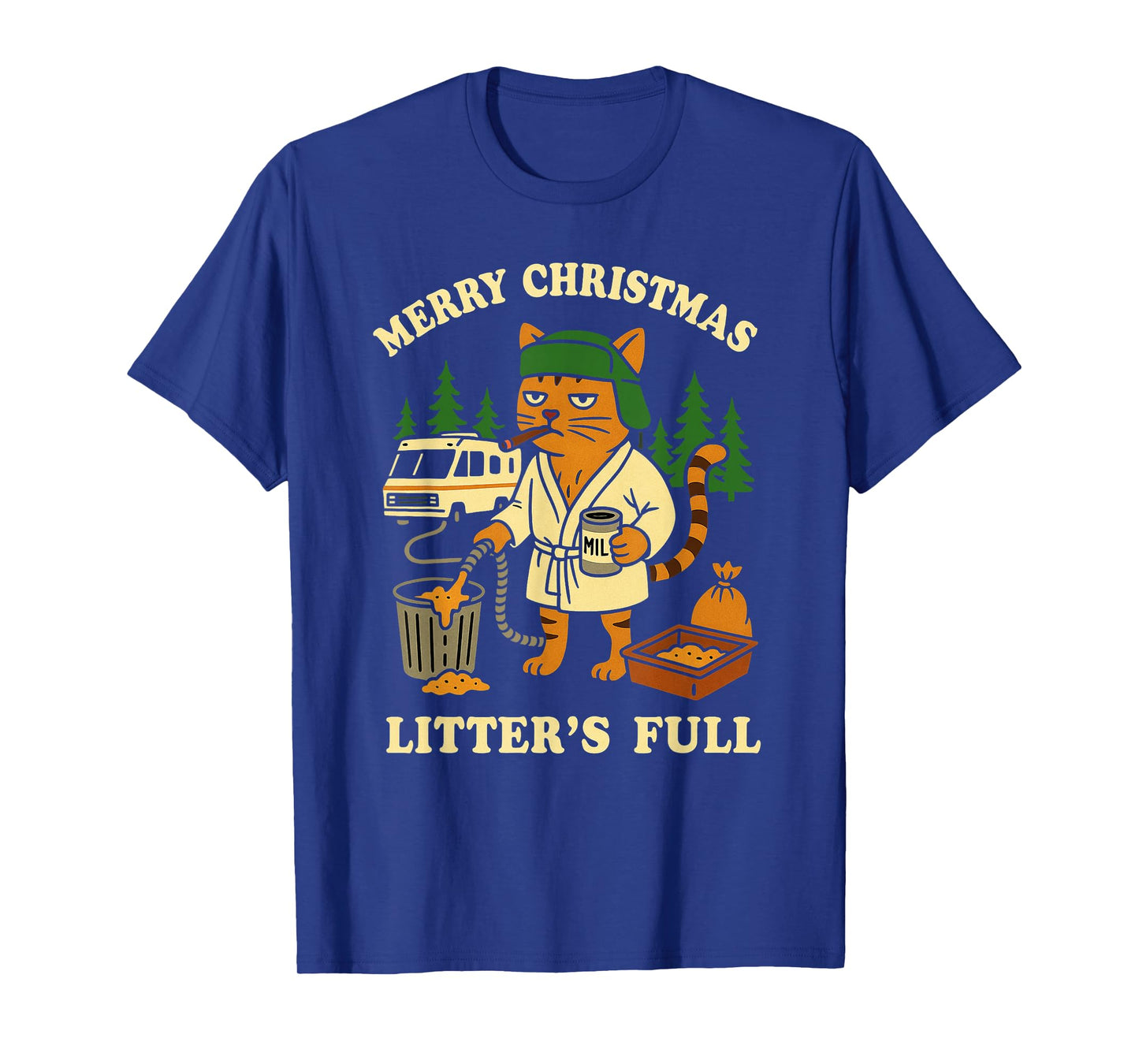 Merry Christmas Litter’s Full Funny Cat RV Holiday Tee T-Shirt