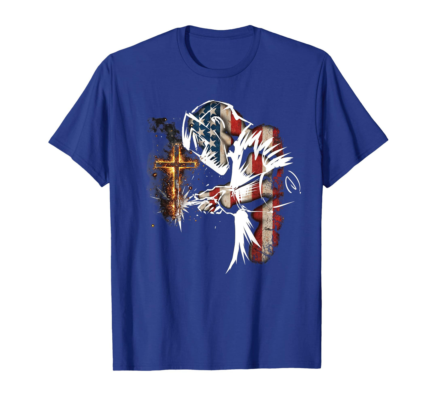 Welder American Flag Mig Tig Welding Faith Cross Christian T-Shirt