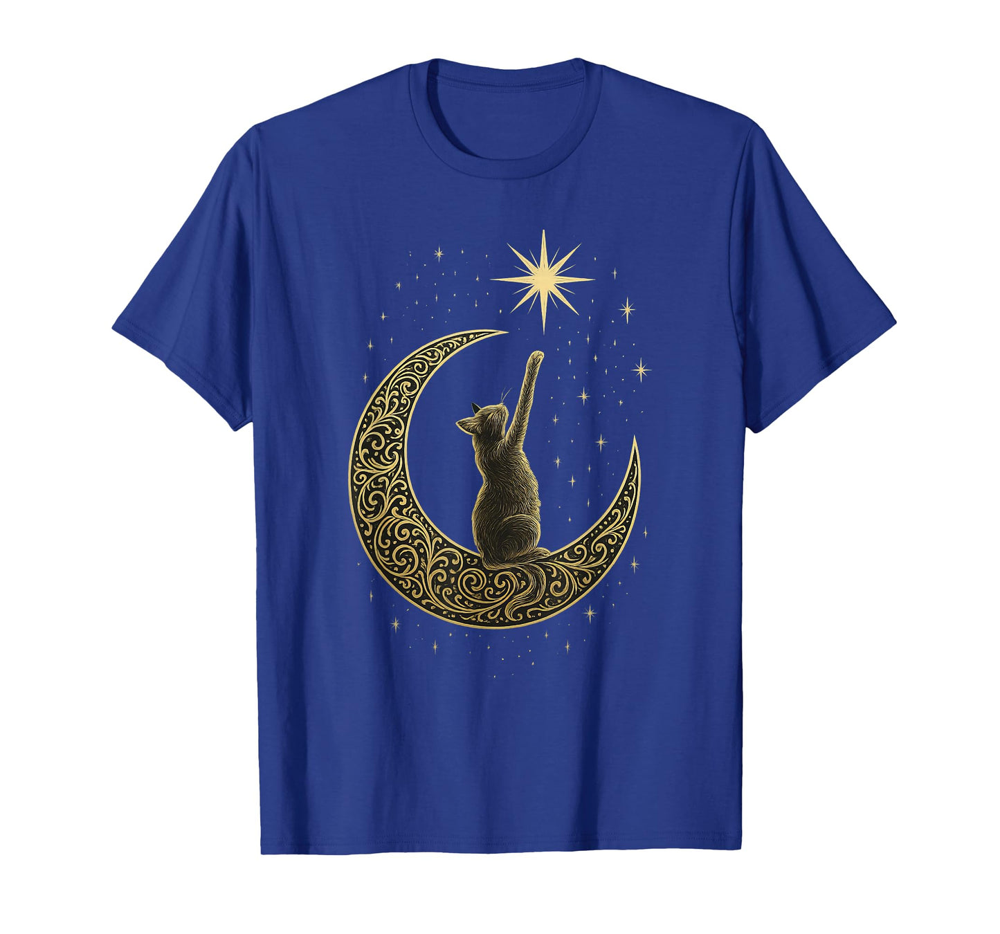 Cute Cat Crescent Moon Stars T-Shirt
